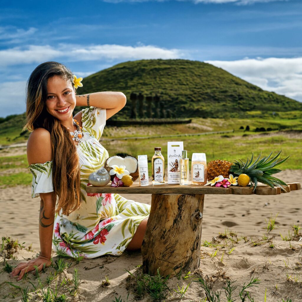 cosmeticos Anakena en playa Anakena