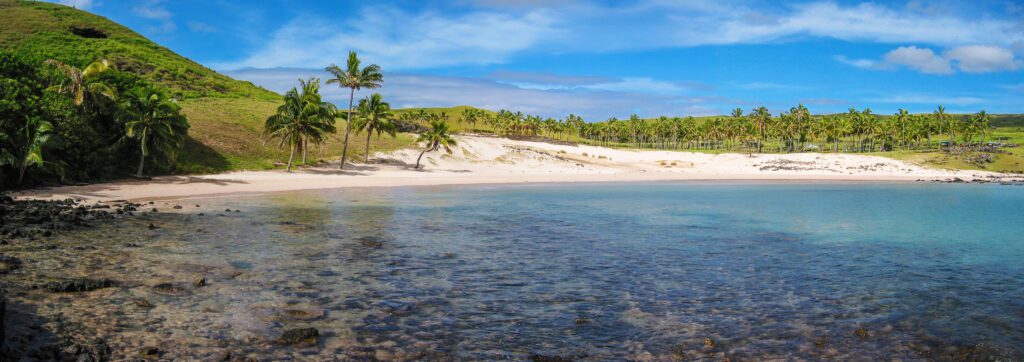 ANAKENA - Natural Cosmetics takes its name from Anakena beach, a mystical ceremonial site, with its Ahu Nau Nau (an ancient platform) and its marvelous moais (famous stone figures), on Easter Island (Chile).